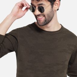 ARMISTO Men Olive Green Self Design Pure Cotton Pullover-image-97
