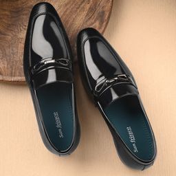 San Frissco Men Textured Formal Horsebit Loafers-image-81