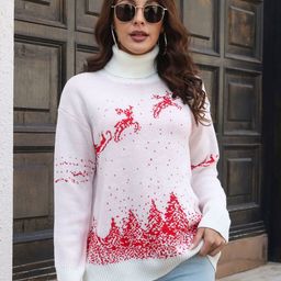 StyleCast Turtle Neck Printed Acrylic Pullover with Embroidered Detail-picture-20