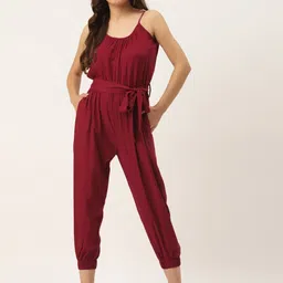 BRINNS Solid Basic Jumpsuit with Tie-Up Detail-picture-0