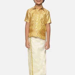 Sethukrishna Boys Gold-Toned Self Design Shirt with Dhoti-picture-51