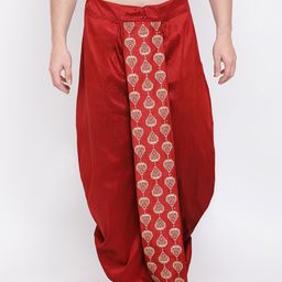 VASTRAMAY Men Maroon & Gold-Toned Woven Designed Dhoti Pants-54
