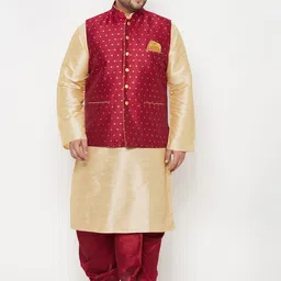 VASTRAMAY Men Gold-Toned Kurti with Dhoti Pants-picture-54