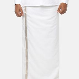 Ramraj Pure Cotton Double Layer Veshti With Jari Border image 1
