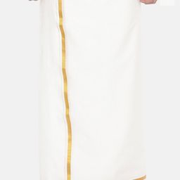 Ramraj Men Pack of 2 Cotton Single Layer Dhoti with Zari Border image 1