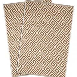 Saral Home Set of 2 Brown & Beige Geometric Patterned Multi-Use Dhurrie image 2