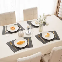 HOKIPO Black 4 Pieces Waterproof & Heat Resistant Table Placemats image 1