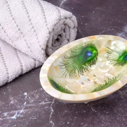 INDIA MEETS INDIA Cream-Coloured Printed Soap Dish-35