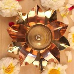 Fashion Bizz Set Of 16 Gold Floral Diyas-image-71