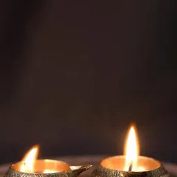Fashion Bizz Gold Toned 11 Pieces Textured Brass Diyas-image-54