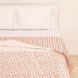 Ariana Peach & Black Floral Cotton 120 GSM Double Bed Dohar-picture-41