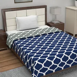 Divine Casa Navy Blue & Grey Abstract AC Room 110 GSM Single Bed Dohar-24