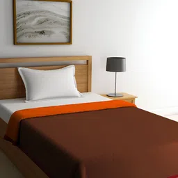 Aura Orange & Brown Cotton AC Room 300 GSM Single Bed Dohar-12