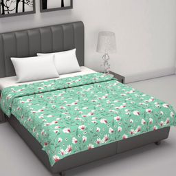 Divine Casa Sea Green & White Floral AC Room 120 GSM Double Bed Dohar-image-101