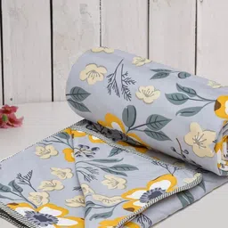 RRC Grey Floral Printed Microfiber Cotton Reversile AC Room 120 GSM Double Bed Dohar-image-42