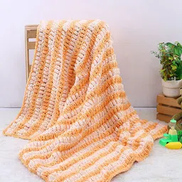 Magic Needles Infants Peach-Coloured & Off-White 1000 GSM AC Room Single Bed Blanket-10