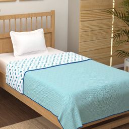 Story@home Turquoise Blue & White 150 GSM Single Bed Floral AC Room Dohar-picture-6