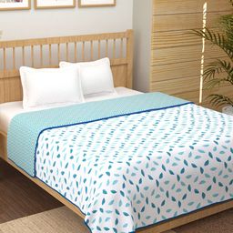 Story@home Blue & White Printed AC Room 150 GSM Reversible Double Bed AC Dohar-image-54
