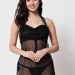 Klamotten Green Halter Neck Baby Doll with Asymmetric-image-37