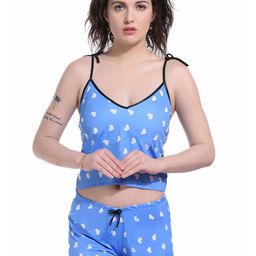 SGC SWEDEN Printed Shoulder Straps Silk & Satin Baby Doll-image-67