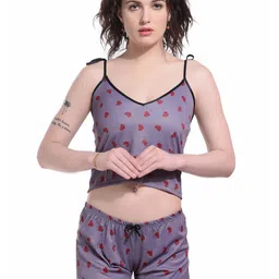 SGC SWEDEN Printed Shoulder Straps Silk & Satin Baby Doll-image-47