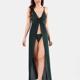 Be You Net Self Design Baby Doll Dress With Thong-image-74