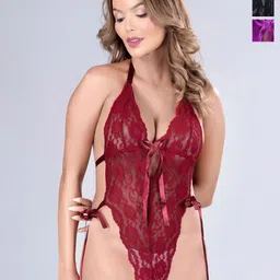 PIBU Pack Of 3 Lace Self-Design Net Baby Doll-picture-13