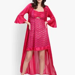 BRACHY Self Design Satin Baby Doll With Robe-image-21