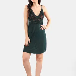 Be You Net Self Design Baby Doll Dress With Thong-image-78