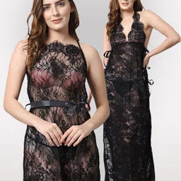 Shararat Women Pack Of 2 Black Lace Baby Doll-picture-16