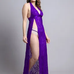 Aamarsh Self Design Halter Neck Net Baby Doll image 3