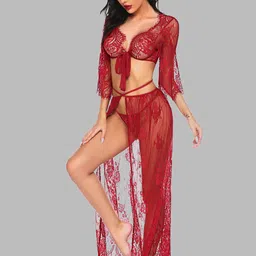 FIMBUL Self Designed Net Baby Doll with Asymmetric image 3