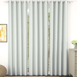 Story@Home Faux Silk Solid 300GSM Grey Room Darkening Blackout Door Curtain - Set of 3-47