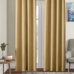 AEROHAVEN Cream-Coloured 2 Pcs Black Out Long Door Curtain-8