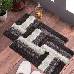 FABINALIV 2-Pcs Geometric Cotton Blend Anti Skid Door Mats-picture-1