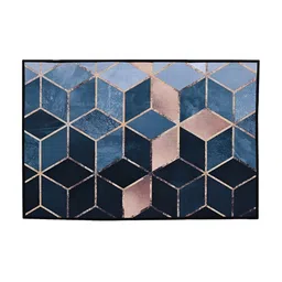 Cortina Navy Blue & Blue Self-Designed Anti-Skid Door Mat-19