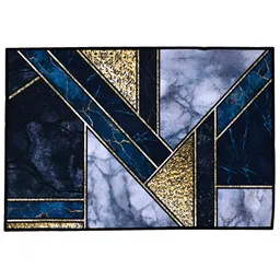Cortina Navy Blue & Blue Self-Designed Anti-Skid Door Mat-image-33