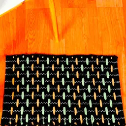 HANDICRAFT PALACE Yellow & Green Cotton Rectangular Non-Slip Doormat-16