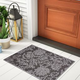 Welspun Ethan Brown & Grey Floral Printed 1321 GSM Anti-Skid Doormat-image-1