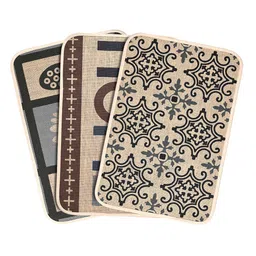 Saral Home Set of 3 Grey & Beige Rectangular Anti-Skid Doormat-image-89