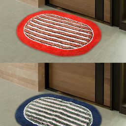 Kuber Industries Pack Of 2 Printed Cotton Anti-Skid Doormat-75