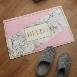 HOSTA HOMES Pink Printed Rectangular Coir Anti-Skid Doormat-25