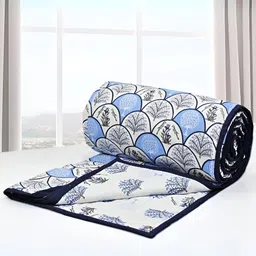 Aurave Blue & White Floral AC Room 150 GSM Double Bed Dohar-picture-24