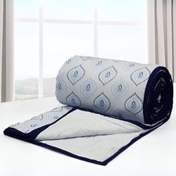 Aurave Riva Blue & Grey Floral Cotton AC Room 150 GSM Double Bed Dohar-image-51