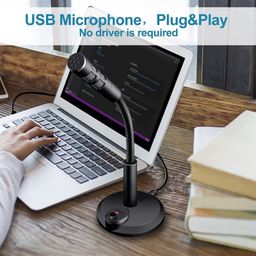 cospex New Omnidirectional Desktop Microphone, USB Connector, Flexible Design, 2 Meter Braided Cable, mic ON Off Option, Clear Audio Recording and Plug Play Usage image 5