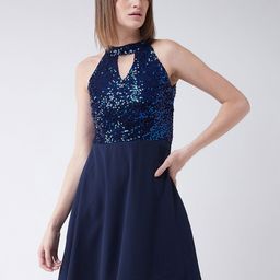 BAESD Round Neck Sleeveless Sequin Flowy Knee-Long Skater Dress-image-23