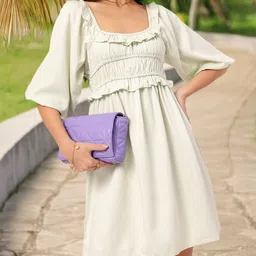 DressBerry Twirl-Worthy Smocked Cinched Waist A-Line Mini Dress-37