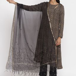 W The Folksong Collection Black Art Silk Dupatta-picture-20