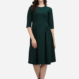 PURVAJA Women Green Solid Fit & Flare Dress-image-97