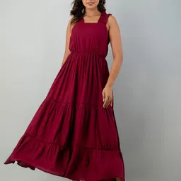 INDIANIC Ruffled Tiered Fit and Flare Midi Dress-picture-22